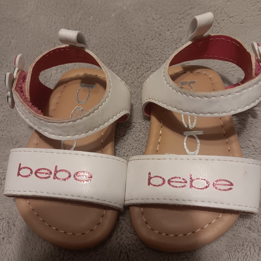 Bebe Kids Sandals in White with Pink Details